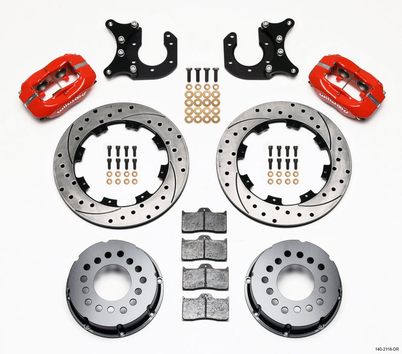 Wilwood 140-2118-DR Forged Dynalite P/S Rear Kit Drilled Red New Big Ford 2.50in Offset