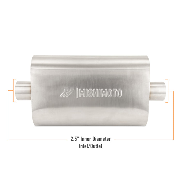Mishimoto MMEXH-MF-25CCBR Universal Muffler with 2.5in Center Inlet/Outlet - Brushed
