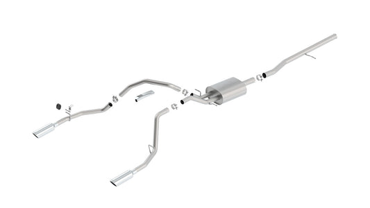 Borla 140536 14 Silv/Sierra 1500 C/B S-Type Exh/2.75in Into Dual 2.25in Out 4in Tip Split Rear Exit