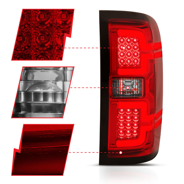 ANZO 311292 2014-2018 Chevy Silverado 1500 LED Taillights Red/Clear