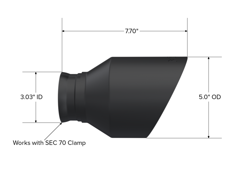 MBRP T5197BLK 15-23 Dodge Charger 5.7L/6.2L/6.4L T304 3in ID / 5in OD Out / 8in Length Angle Cut Black Tip