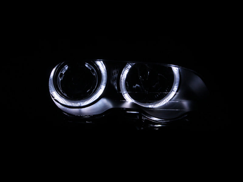 ANZO 121269 2000-2003 BMW 3 Series E46 Projector Headlights w/ Halo Black