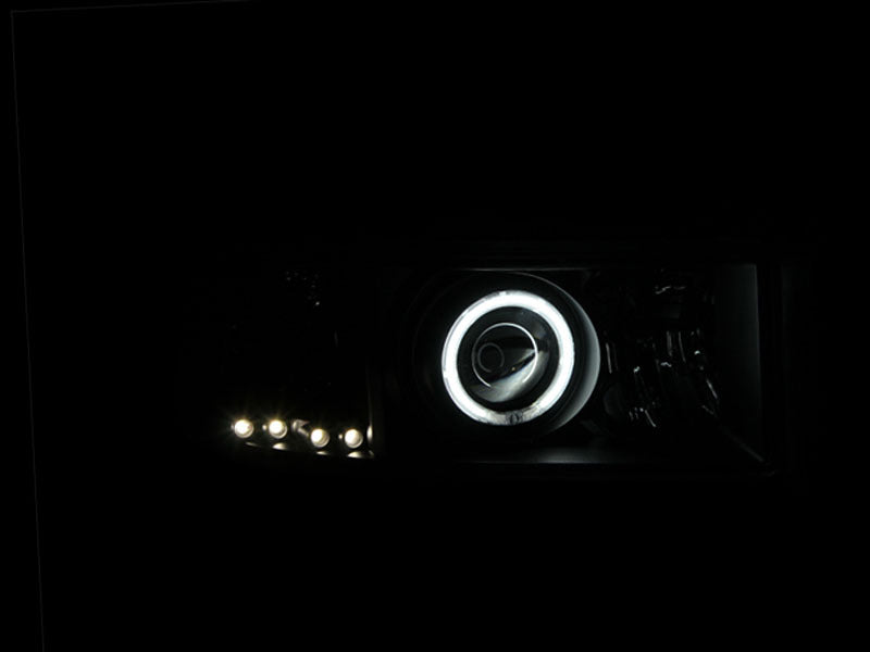 ANZO 111065 1994-2001 Dodge RAM Projector Headlights w/ Halo Black