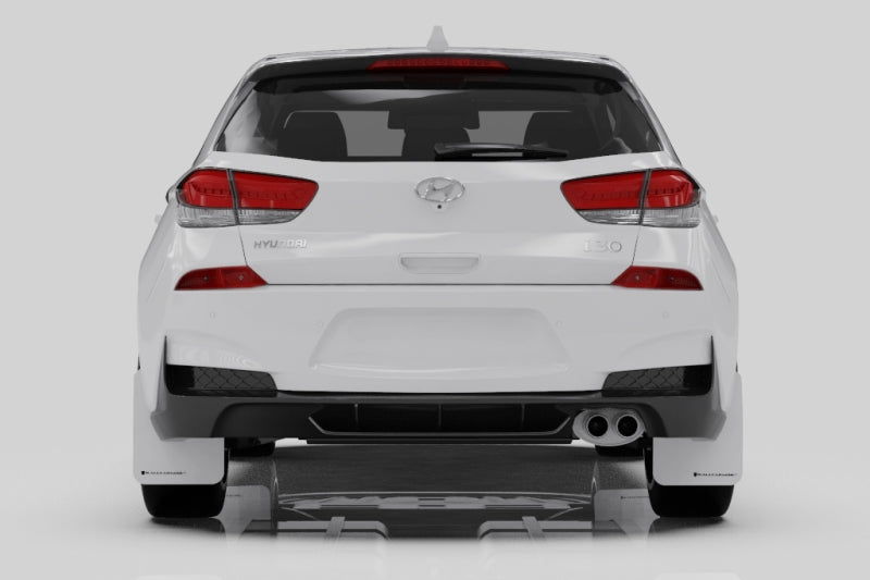 Rally Armor MF59-UR-BLK/WH 19-21 Hyundai Elantra GT N Line/i30 Black UR Mud Flap w/White Logo