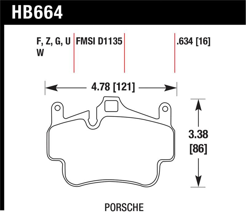 Hawk Performance HB664G.634 Hawk 05-08 Porsche 911 Carrera / 08 Boxster / 07-08 Cayman Front DTC-60 Brake Pads