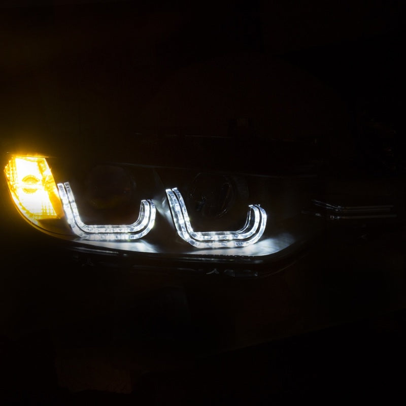 ANZO 121506 2012-2015 BMW 3 Series Projector Headlights w/ U-Bar Black (HID Compatible)