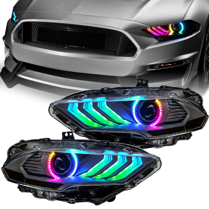 ORACLE Lighting 8204-332 Oracle Lighting 18-23 Ford Mustang Dynamic ColorSHIFT LED Headlights - Black Series