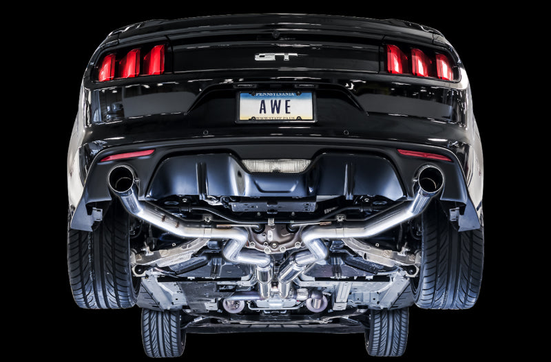 AWE Tuning 3020-32028 S550 Mustang GT Cat-back Exhaust - Track Edition (Chrome Silver Tips)