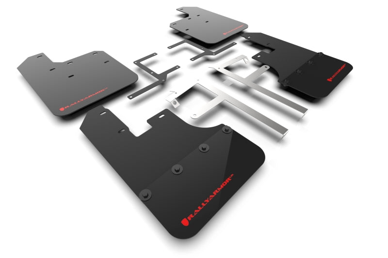 Rally Armor MF84-BLK-RD 19-25 Jeep Gladiator JT (Incl. Overland/Sport/Sport S) Black Mud Flap w/Red Logo