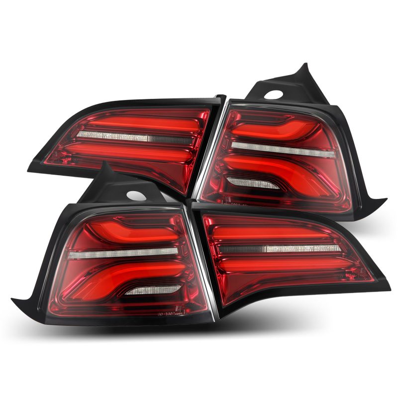 AlphaRex 601020 17-22 Tesla Model 3 PRO-Series LED Tail Lights Red Smoke w/Seq Sig