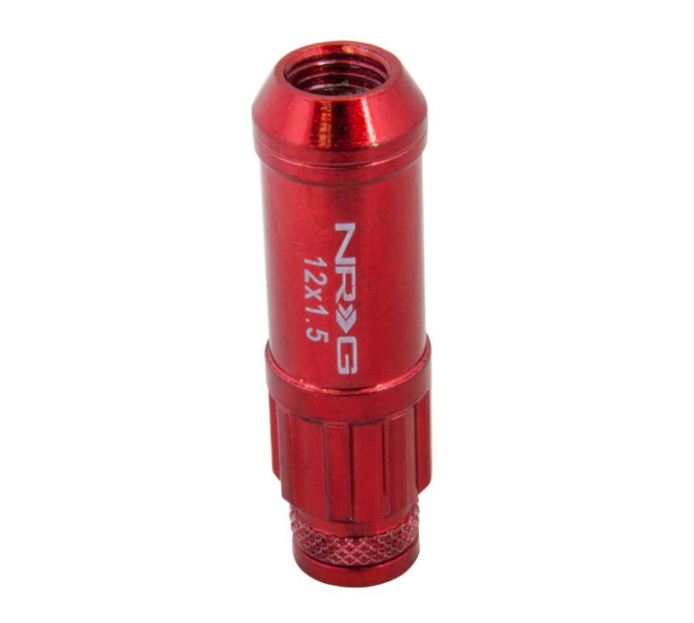 NRG LN-LS700RD-21 700 Series M12 X 1.5 Steel Lug Nut w/Dust Cap Cover Set 21 Pc w/Locks & Lock Socket - Red