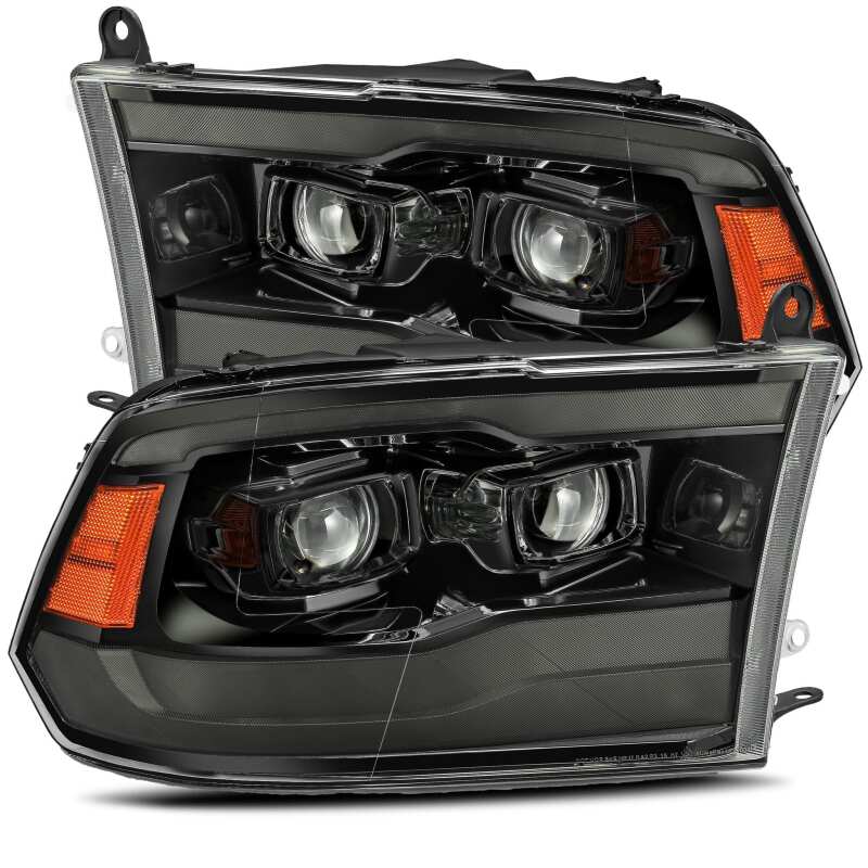 AlphaRex 880540 09-18 RAM 1500HD LUXX Proj Headlight Plnk Style Jet Blk w/Activ Light/Seq Signal/Smoked DRL
