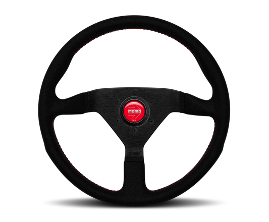 MOMO MCL35AL3B Momo Montecarlo Alcantara Steering Wheel 350 mm - Black/Red Stitch/Black Spokes