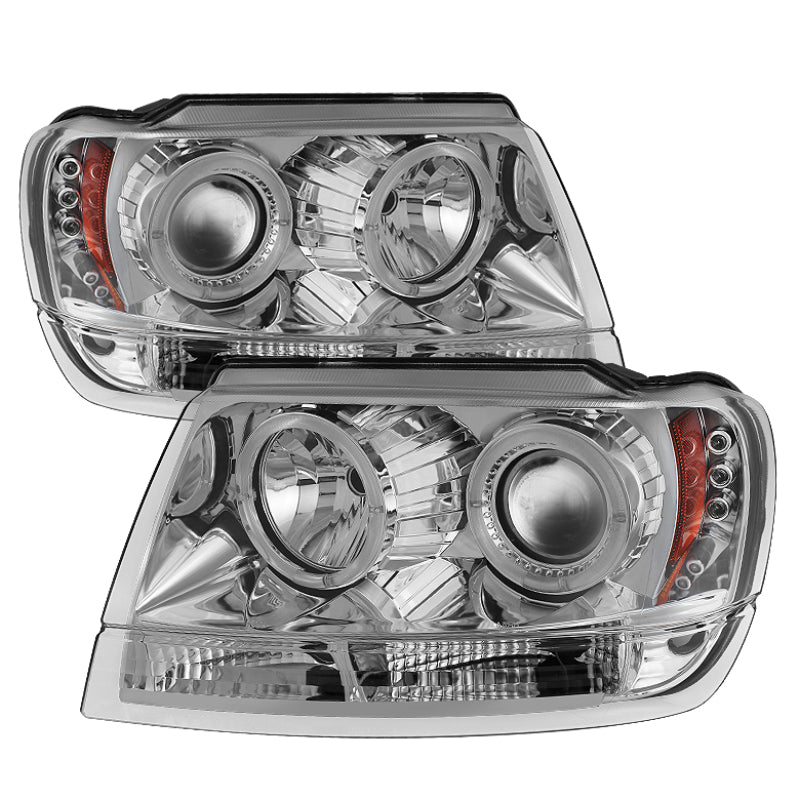 SPYDER 5011152 Spyder Jeep Grand Cherokee 99-04 Projector Headlights LED Halo LED Chrm - PRO-YD-JGC99-HL-C