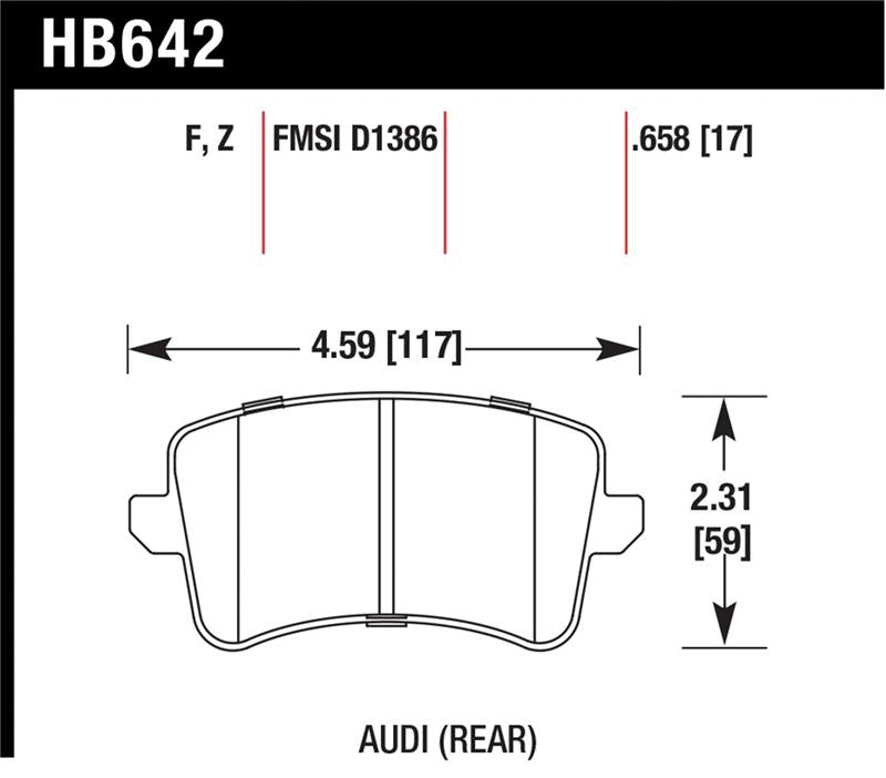 Hawk Performance HB642F.658 Hawk 09-10 Audi A4/A4 Quattro/A5 Quattro/Q5/S5 / 10 S4 HPS Street Rear Brake Pads