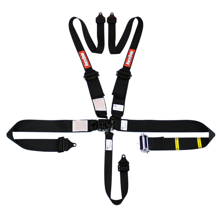Racequip RQP815005 5pt Harness HNR Ratchet L&L Black