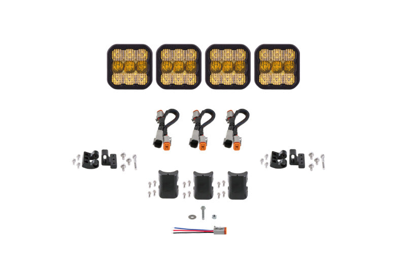 Diode Dynamics DD6795 SS5 Sport Universal CrossLink 4-Pod Lightbar - Yellow Combo