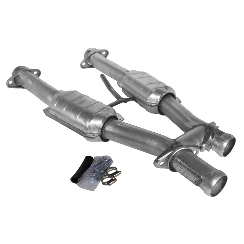 BBK 1509 79-93 Mustang 5.0 Short Mid H Pipe With Catalytic Converters 2-1/2 For Long Tube Headers