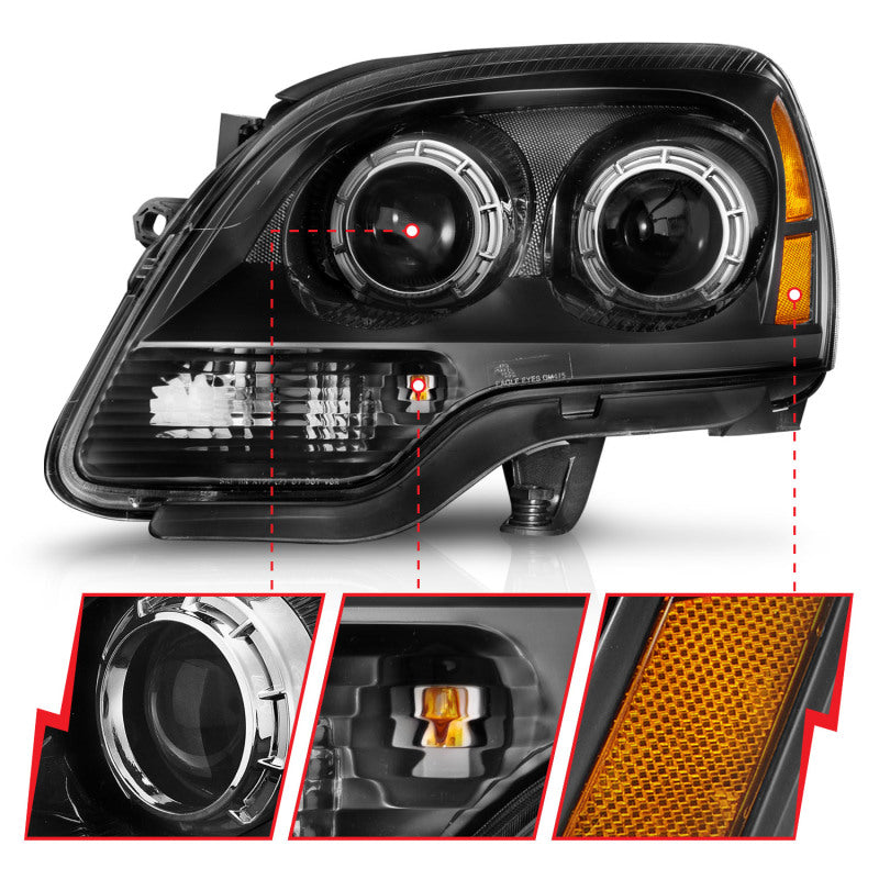 ANZO 111523 Anzo 99-17 GMC Sierra/Denali Headlights Chrome Amber (w/C Light Bars)