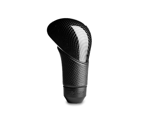 MOMO SUBKCA Momo Shadow Shift Knob - Black Airleather, Carbon Effect Insert