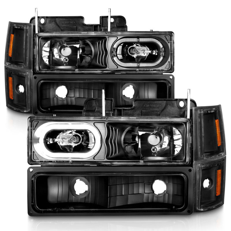 ANZO 111507 88-98 Chevrolet C1500 Crystal Headlights Black Housing w/ Signal and Side Marker Lights