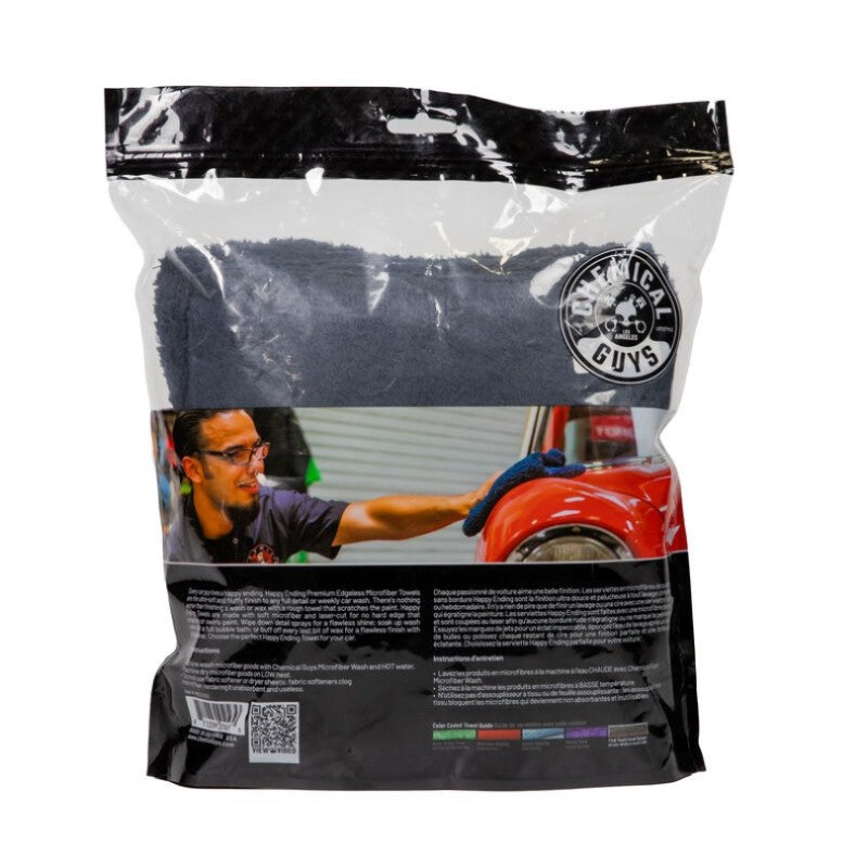 Chemical Guys MIC34703 Ultra Edgeless Microfiber Towel - 16in x 16in - Black - 3 Pack