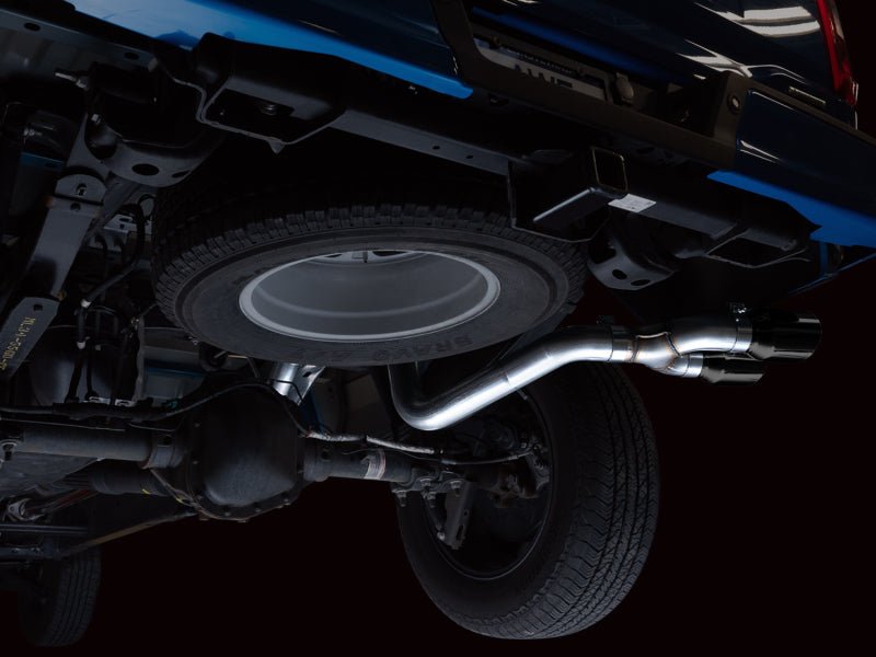 AWE Tuning 3015-23059 AWE 21+ Ford F150 Dual Side Exit Cat-Back Exhaust - 4.5in Diamond Black Tips *For Stock Y-Pipe Only