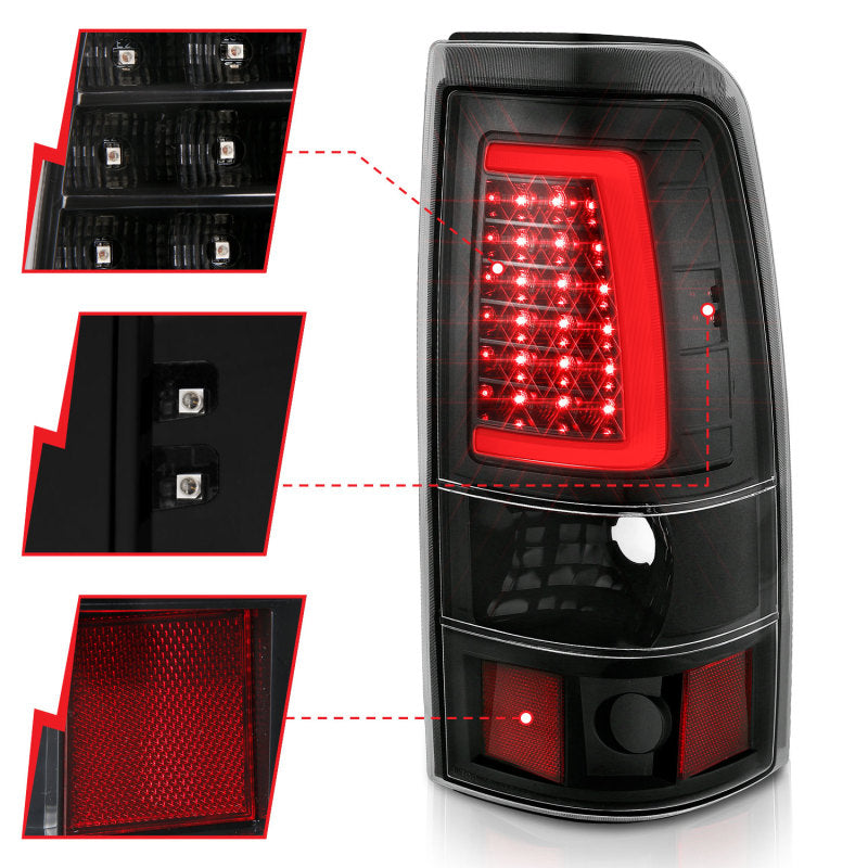ANZO 311330 1999-2002 Chevy Silverado 1500 LED Taillights Plank Style Black w/Clear Lens