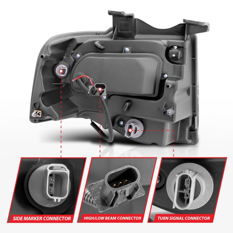 ANZO 111113 2007-2014 Ford Expedition Projector Headlights w/ Halo Black