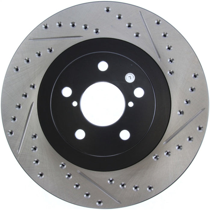 Stoptech 127.47018L StopTech 02-10 Subaru WRX Slotted & Drilled Left Front Rotor (exc. STi)