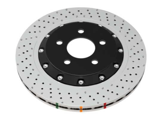 DBA DBA53927SLVXD 2022+ Volkswagen Golf R Mk8 5000 Series Cross Drilled & Dimpled 2 Piece Front Brake Rotor