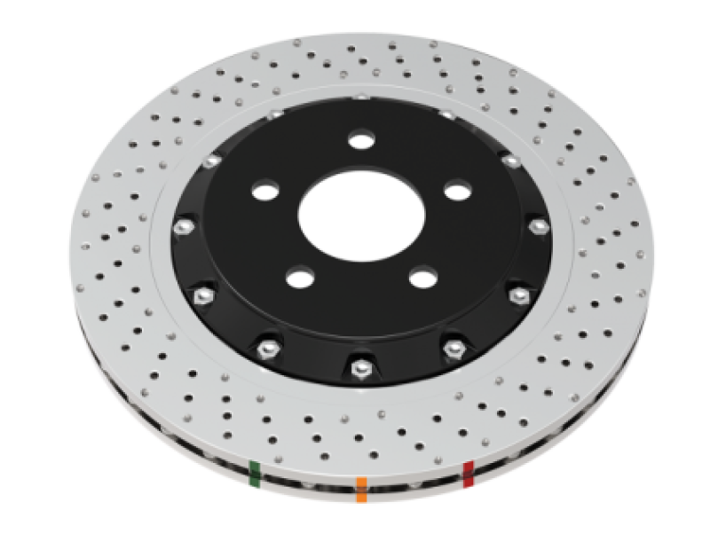 DBA DBA53927SLVXD 2022+ Volkswagen Golf R Mk8 5000 Series Cross Drilled & Dimpled 2 Piece Front Brake Rotor