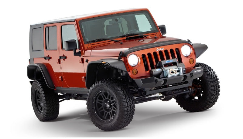 Bushwacker 10918-07 07-18 Jeep Wrangler Unlimited Flat Style Flares 4pc 4-Door Sport Utility Only - Black