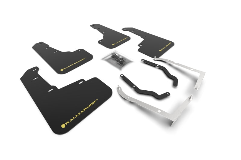 Rally Armor MF46-LTUR-BLK/PYP 18-22 Subaru Crosstrek Lift/AT Black UR Mud Flap w/Yellow Pearl Logo