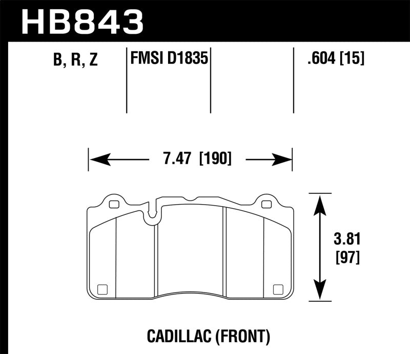 Hawk Performance HB843G.604 Hawk 2016 Cadillac CTS DTC-60 Race Front Brake Pads