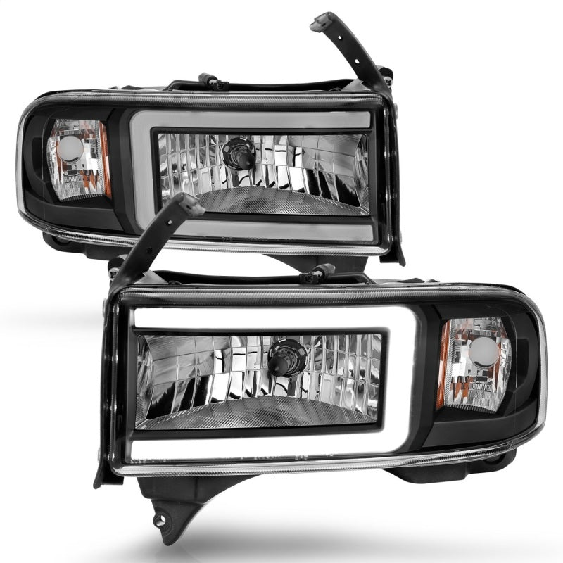 ANZO 111554 94-02 Dodge RAM Crystal Headlight - w/ Light Bar Black Housing