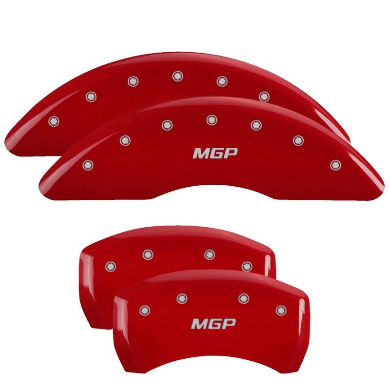 MGP 16230SMGPRD 4 Caliper Covers Engraved Front & Rear Red finish silver ch
