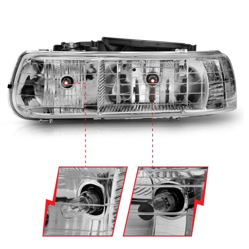 ANZO 111011 1999-2002 Chevrolet Silverado 1500 Crystal Headlights Chrome