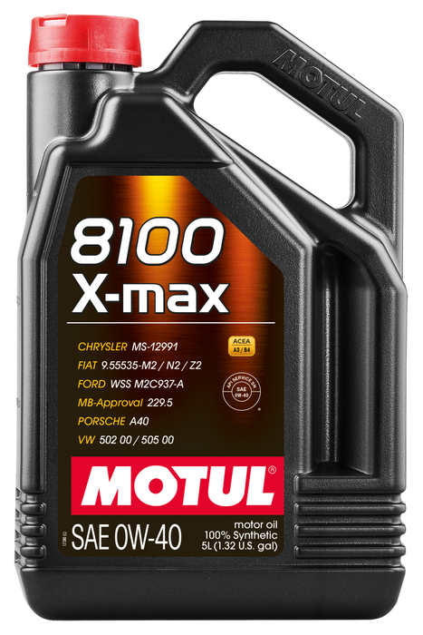 Motul 104533 5L Synthetic Engine Oil 8100 0W40 X-MAX - Porsche A40