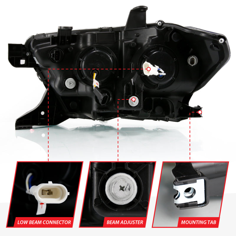 ANZO 111496 2016-2018 Toyota Tacoma LED Projector Headlights Plank Style Black w/ Amber