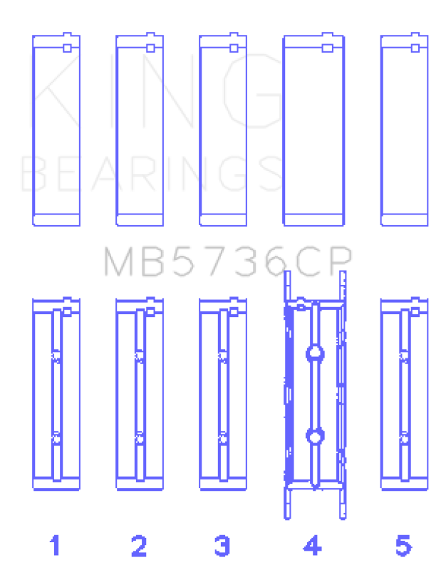 King Engine Bearings MB5736CP Ford Powerstroke 6.0L/6.4L Diesel Crankshaft Main Bearing Set - Size STD