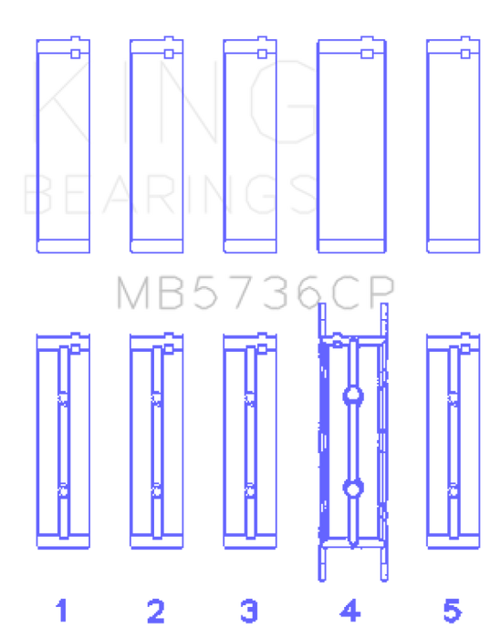 King Engine Bearings MB5736CP Ford Powerstroke 6.0L/6.4L Diesel Crankshaft Main Bearing Set - Size STD