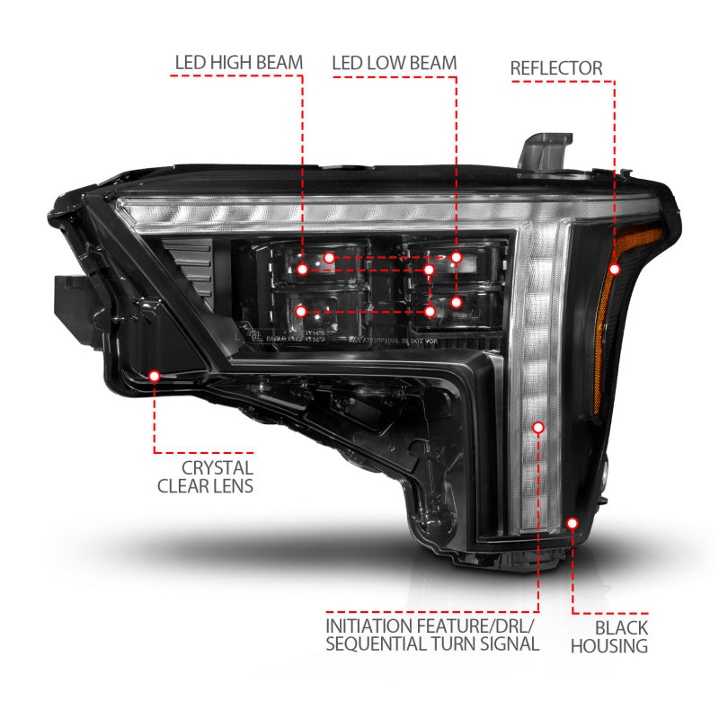 ANZO 111599X-L 22-24 Toyota Tundra (w/Factory LED Refl.) Z-Series Full LED Proj Headlights - Driver Side ONLY