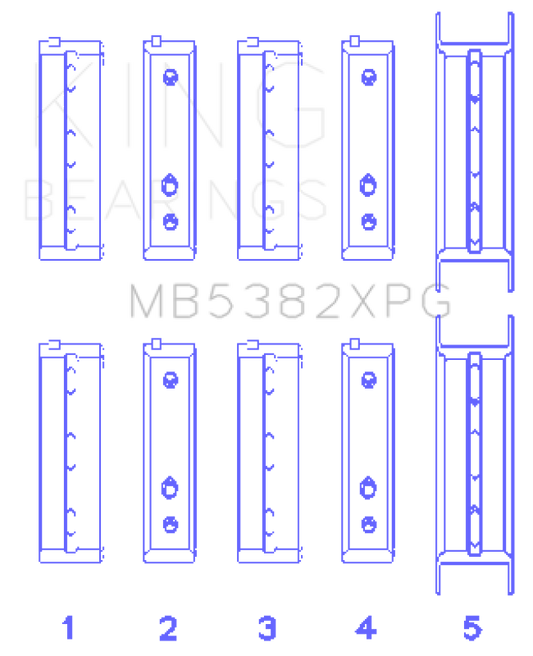 King Engine Bearings MB5382XPG0.25 King Subaru EJ20/EJ22/EJ25 (Thrust in #5 Position) Tri-Metal Perf Main Bearing Set - Size +0.25mm