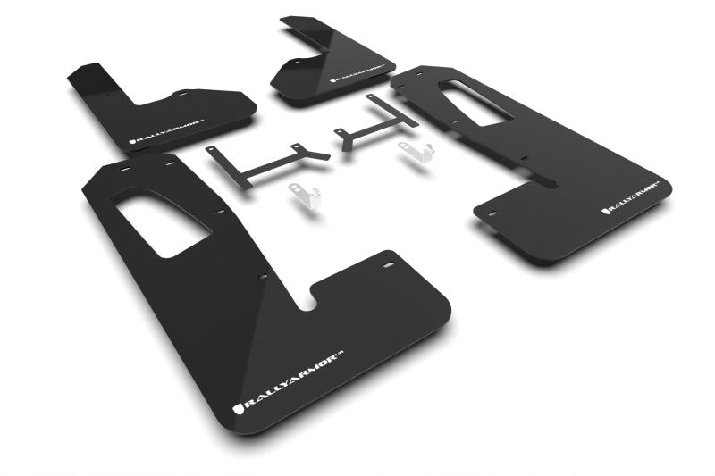 Rally Armor MF108-UR-BLK-WH 22-25 Rivian R1S Black UR Mud Flap w/White Logo
