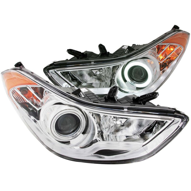 ANZO 121455 2011-2014 Hyundai Elantra Projector Headlights w/ Halo Chrome (CCFL)