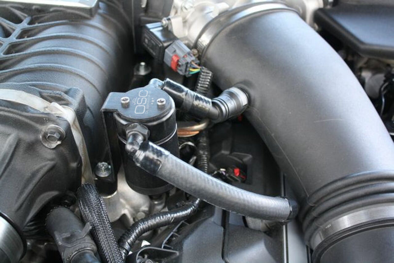 J&L 3020D-B 11-17 Ford Mustang GT (w/Roush/VMP Supercharger) Driver Side Oil Separator 3.0 - Black Anodized