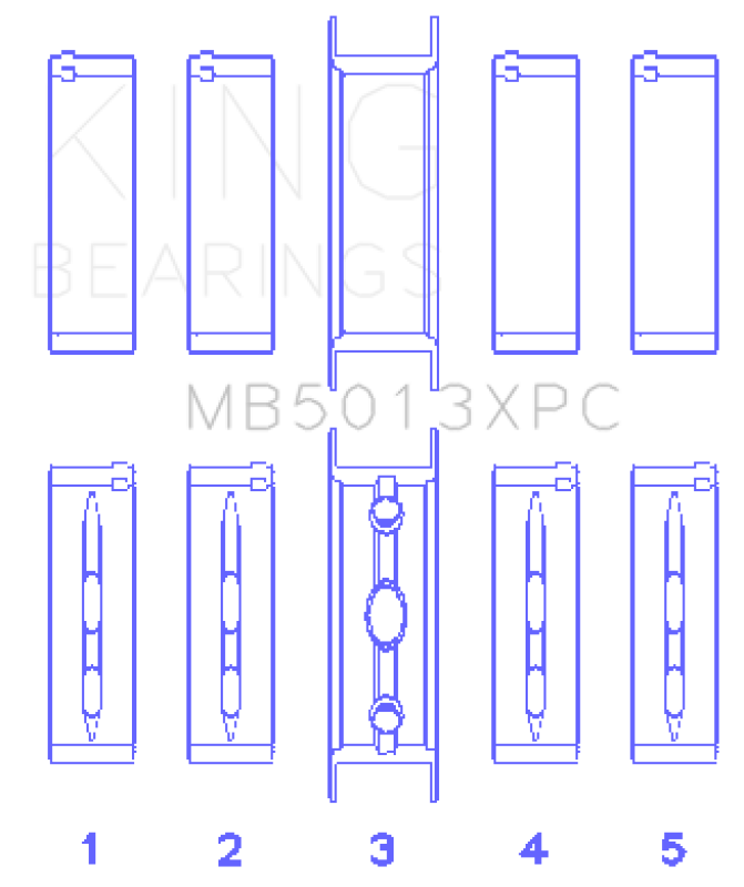 King Engine Bearings MB5013XPC Chevy LS1/LS2/LS6 Performance Main Bearing Set w/ pMaxKote - Size STD