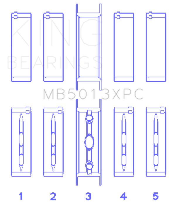 King Engine Bearings MB5013XPCSTDX GM Vortec / LS-Series Gen III / IV Crankshaft Main Bearing Set (Set of 5)
