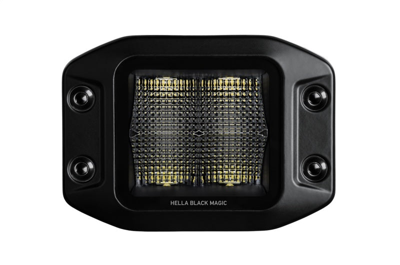 Hella 358176831 Universal Black Magic 3.2in L.E.D. Cube Kit - Flood Beam (Flush Mount)